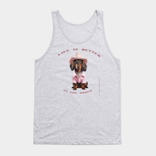 LIFE IS BETTER AT THE RODEO - Black Tan Dachshund with Bling Tank Top